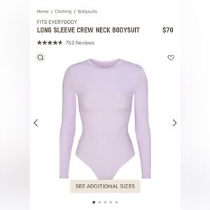 Skims LONG SLEEVE CREW NECK BODYSUIT 🦄🦋💜